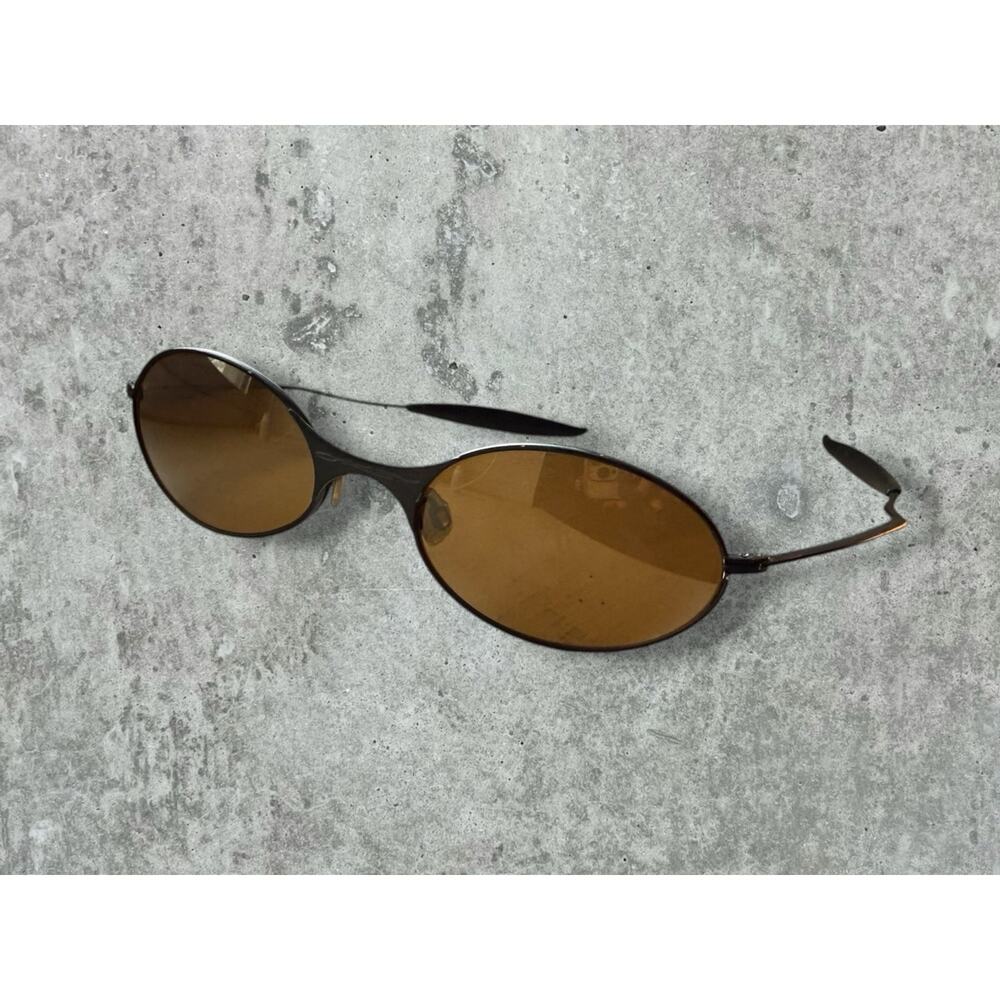 Vintage Oakley E-Wire Brush Gold Metal Frame Gold Iridium Lenses Sunglasses